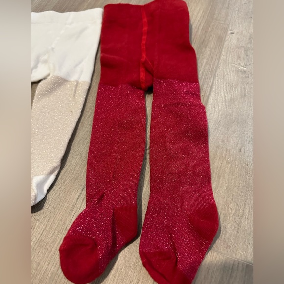 Gymboree - Baby Metallic Tights- Red and White - Picture 3 of 4